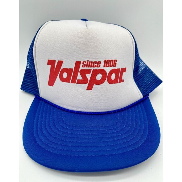 Vintage VTG Valspar Mesh Snapback Hat Trucker Brand Blue/White New NWOT - Picture 1 of 5